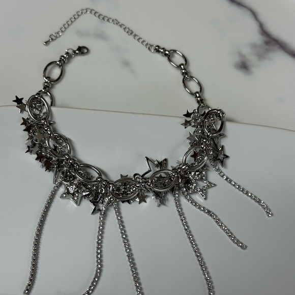 Statement Silver Star Charm Necklace - Picture 3 of 8